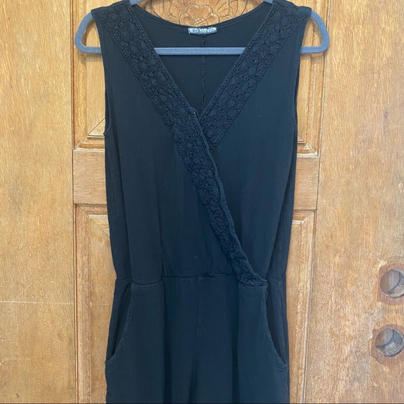 Gauzey Jumpsuit sleeveless pockets black SMALL elastic waist - Picture 2 of 8